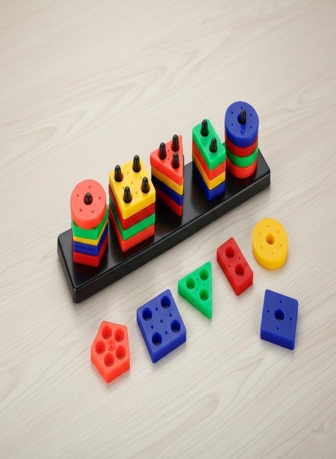 Enorme Kids Shape Sorting Game | Colorful Geometric Learning Puzzle Toy for Toddlers | Wooden Base with Multi-Shape Blocks for Early Education & Brain Development - (Pack of 1) - Image 5